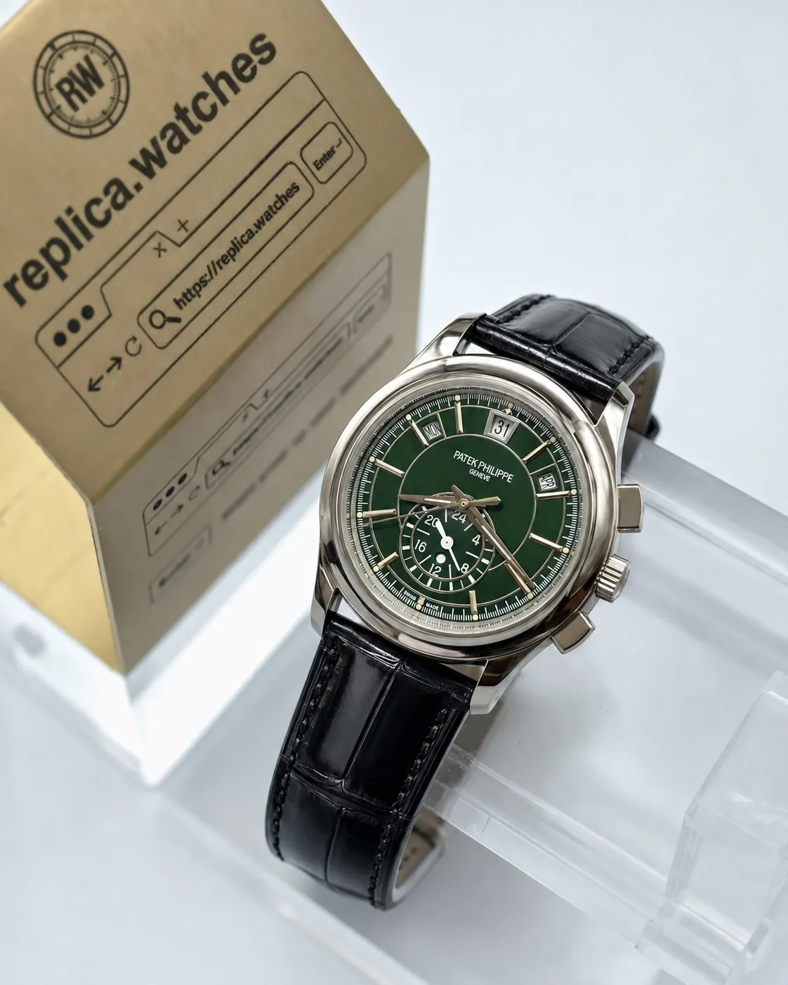 Patek Philippe Complications 5905P-014 42mm Green Dial Chronograph Replica Watch