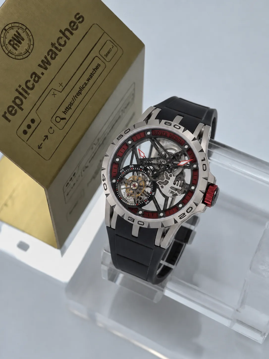 Roger Dubuis Excalibur RDDBEX0545 45mm Replica RD505SQ Movement Titanium Skeleton Tourbillon Watch