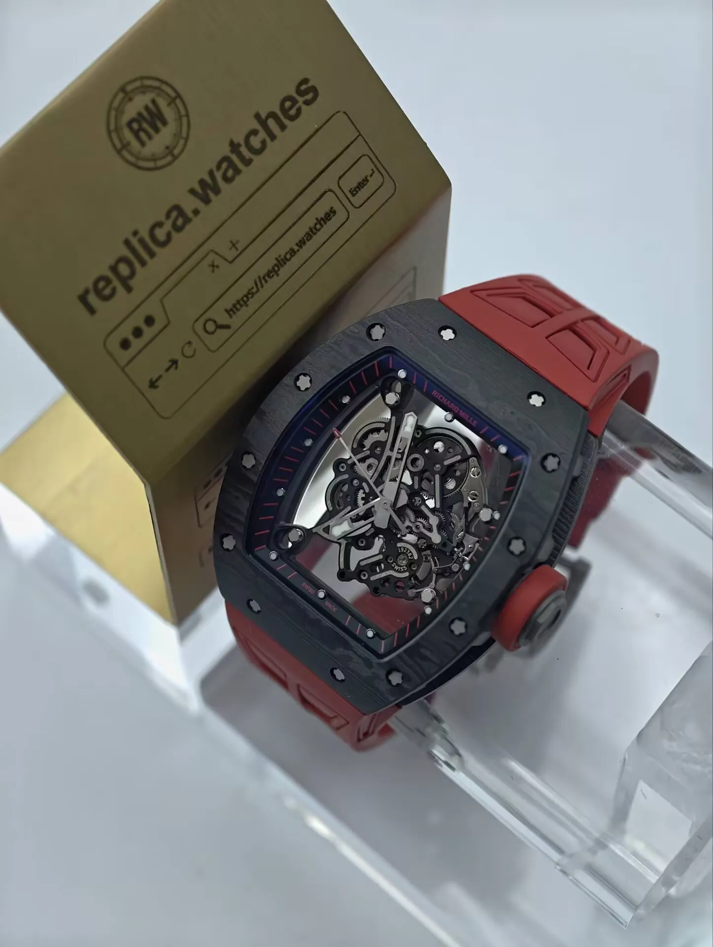Richard Mille RM 055 Skeleton Dial 49.9 × 42.7mm Manual Winding RMUL2-Type Tonneau Replica Watch