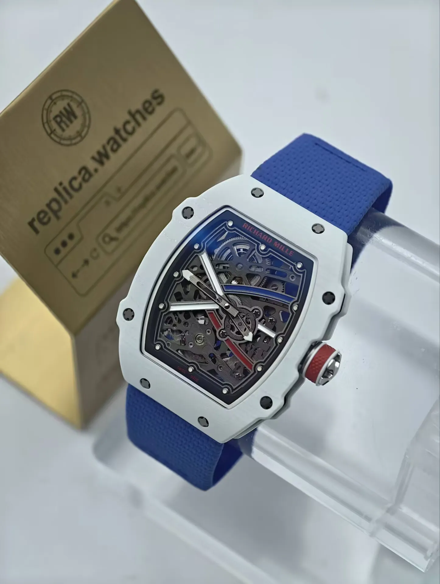 UMI Richard Mille RM 67-02 39×47mm CRMA7 Movement White Carbon Fiber Skeleton Replica Watch