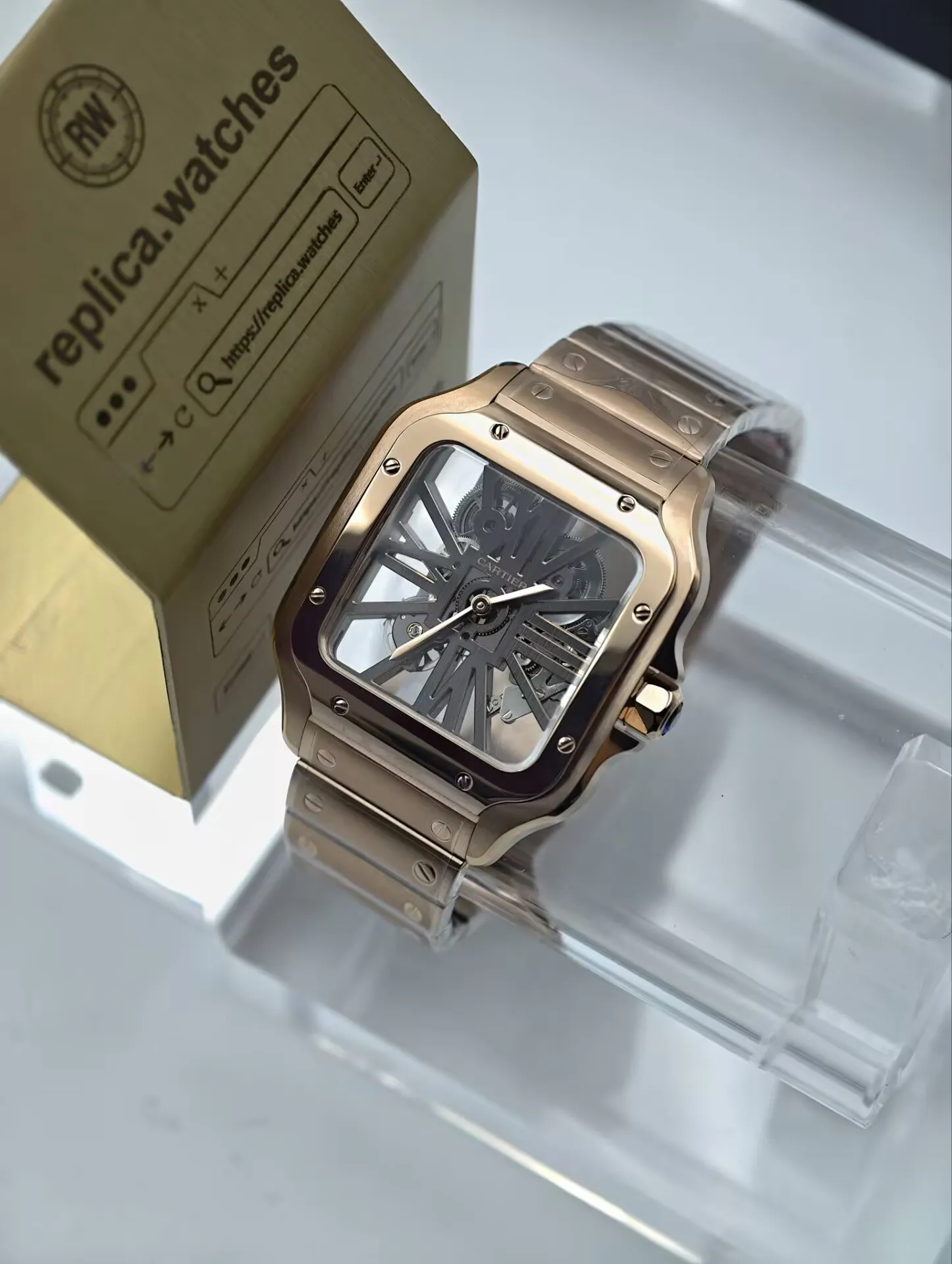 Cartier Santos de Cartier WHSA0016 39.8mm 9611 MC Movement Skeleton Replica Watch