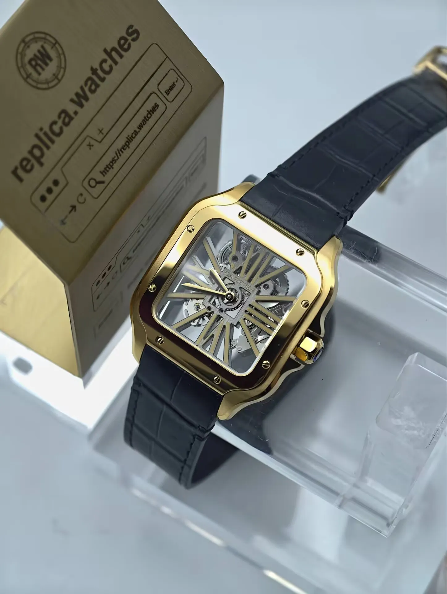 Cartier Santos de Cartier Skeleton WHSA0042 39.7mm Clone Cal.9611 Mechanical Replica