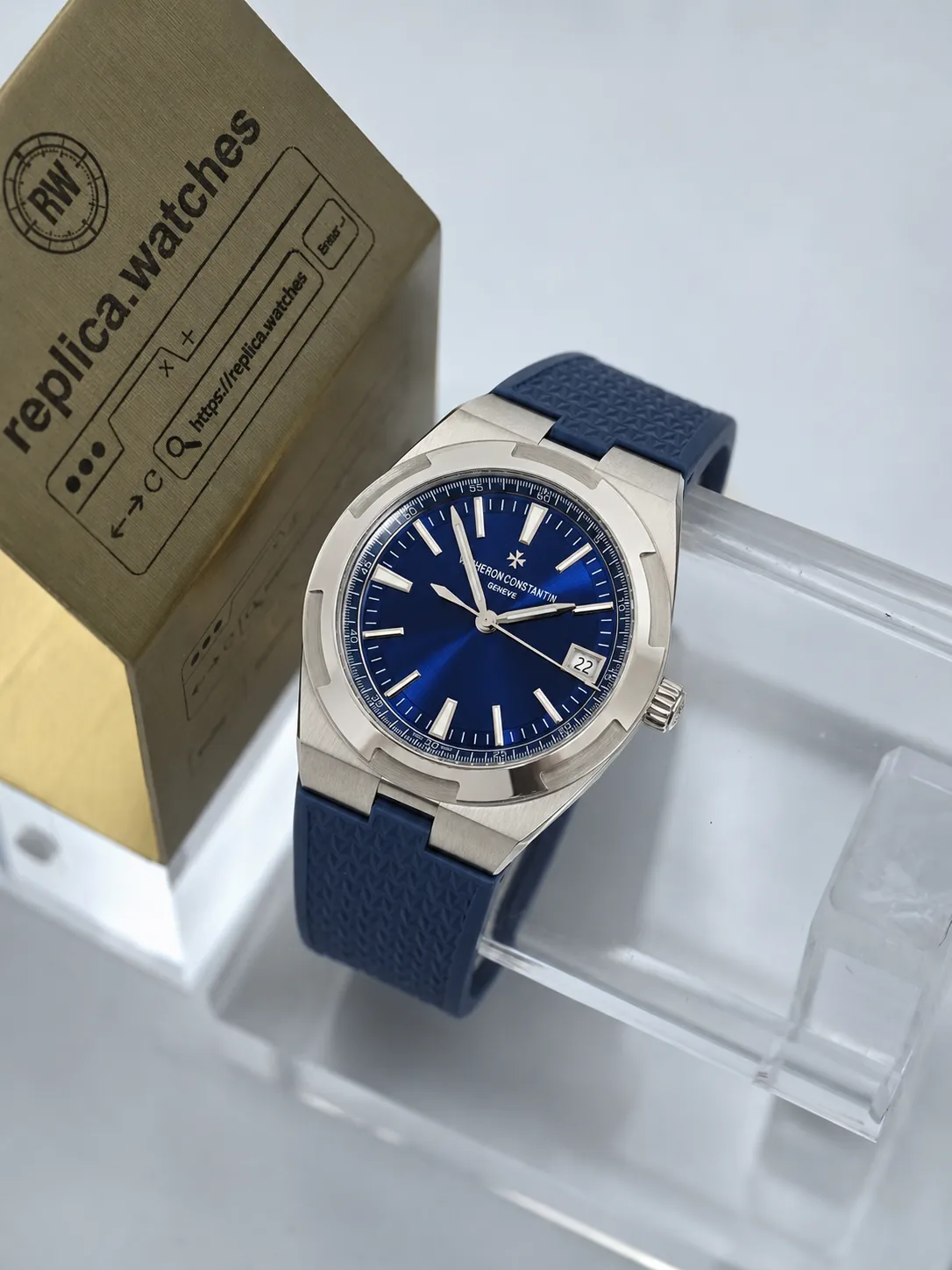 Vacheron Constantin Overseas 4520V/210A-B128 41mm 5100 Movement Blue Dial Rubber Strap Replica Watch