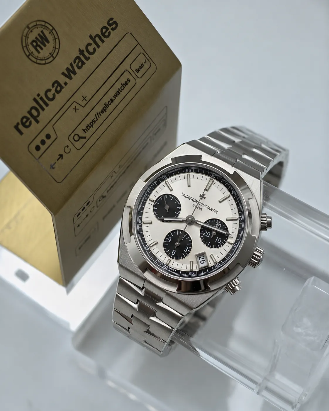 Vacheron Constantin Overseas 5520V/210A-B686 42.5mm 5200 Movement Silver Panda Dial Steel Replica Watch