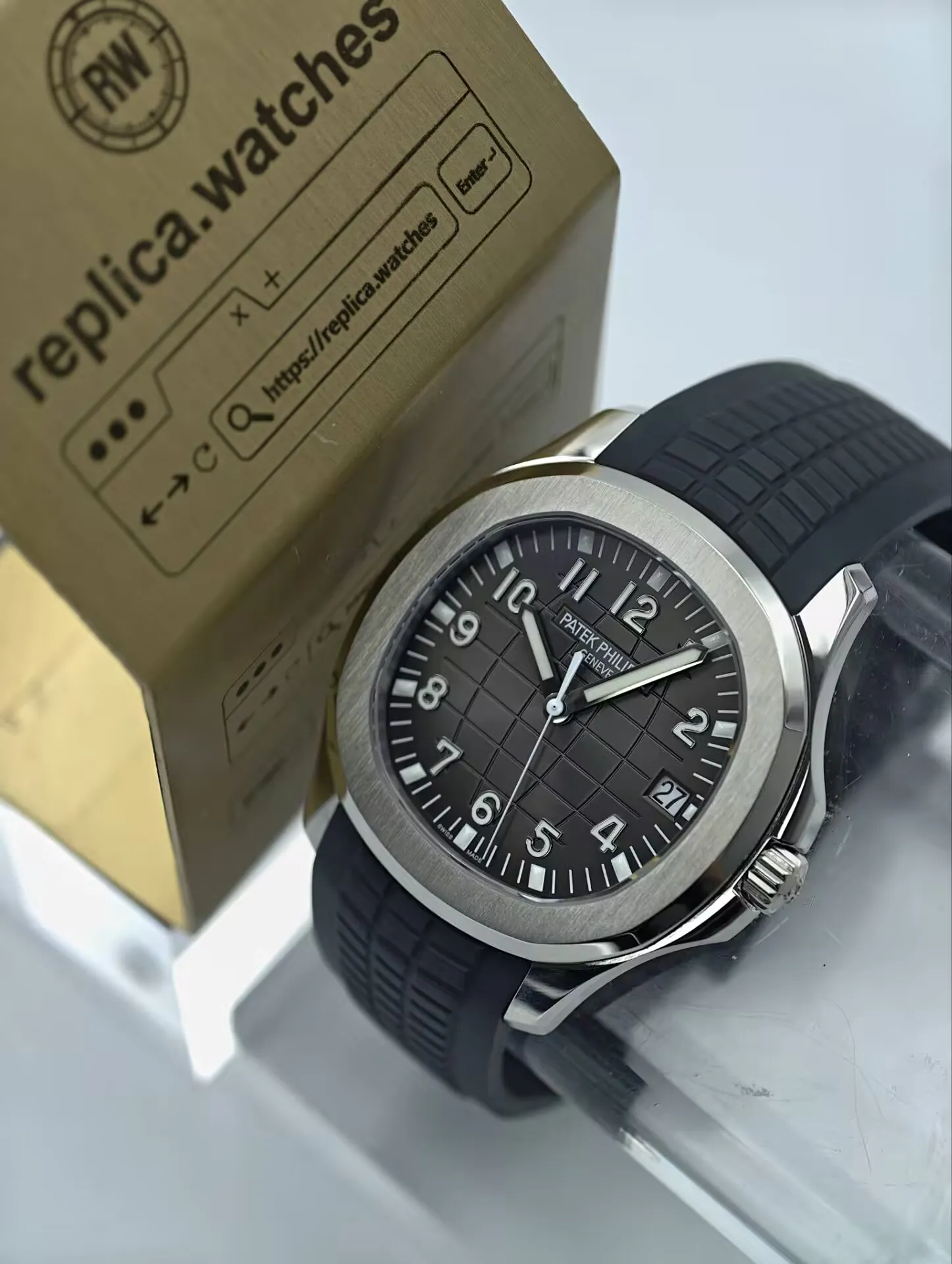 Patek Philippe Aquanaut 5167A-001 Super Clone Watch 40mm Charcoal Gray Dial Rubber Strap Clone Caliber 26-330 S C Movement
