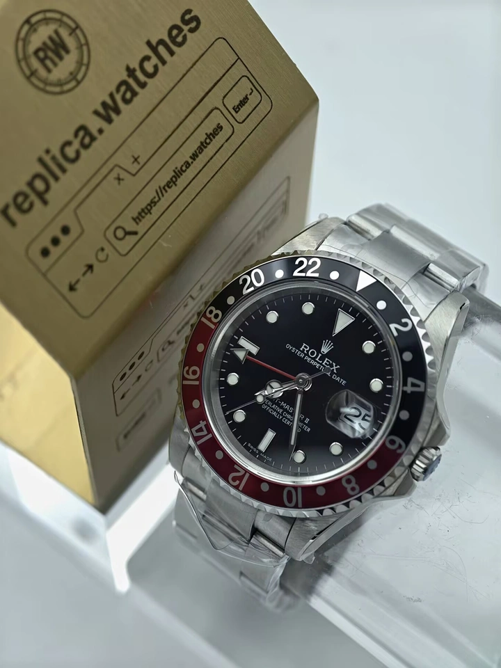 Rolex GMT-Master II 16710 Coke Super Clone Watch with Black Dial, 904L Steel Case & Clone Calibre 3186