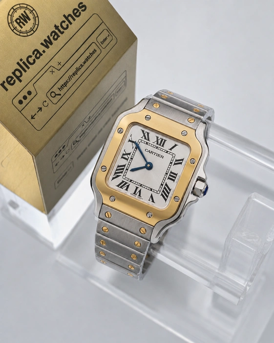 Cartier Santos de Cartier W2SA0033 Super Clone Watch 1:1 Clone Two Tone Gold Steel Quartz Movement 27mm Sapphire Crystal