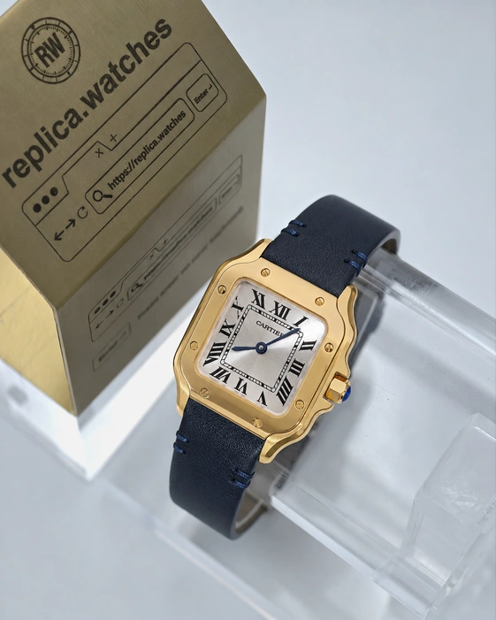 Cartier Santos de Cartier WGSA0107 Super Clone Watch 1:1 Clone Silver Dial 27mm Gold Tone Quartz Luxury Replica