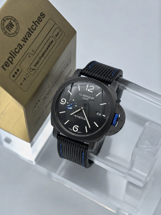 Panerai Super Clone Watches Luminor GMT Bucherer BLUE PAM01176  44mm Black Ceramic Case