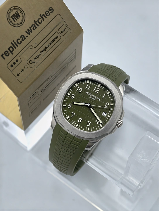 Patek Philippe Aquanaut 5168G-010 Super Clone Watch 42mm Khaki Green Dial Weighted Version Clone Cal.324