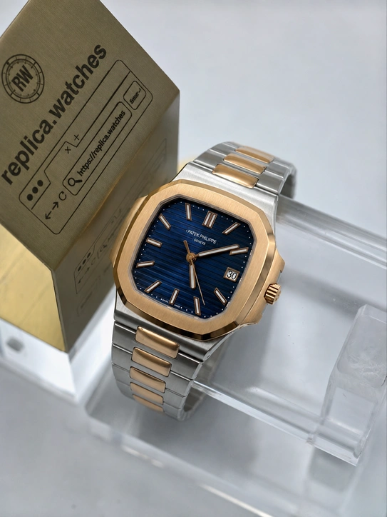 Patek Philippe Cubitus 5821/1AR-001 Super Clone with Blue Dial, Two-Tone Rose Gold Accent & Clone 26-330 SC Movement