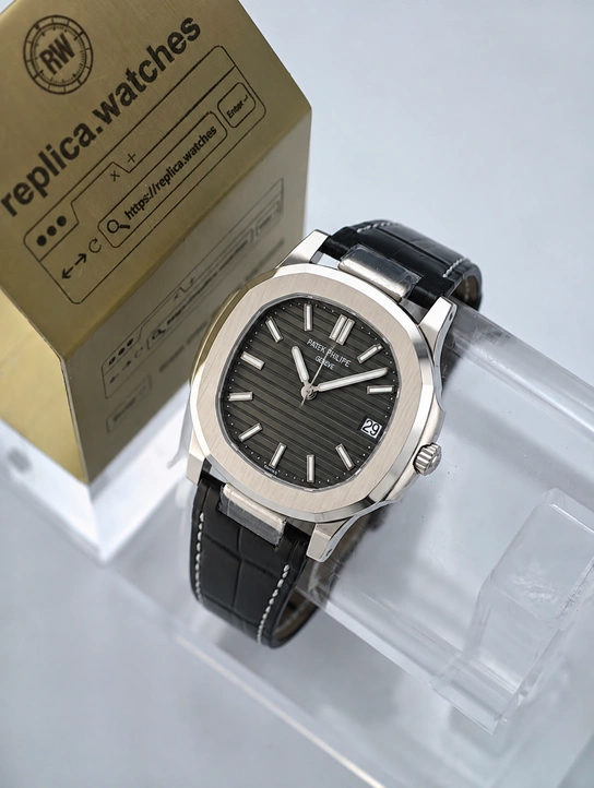 Patek Philippe Super Clone Watches 1:1 Nautilus 5711G Grey Dial 40mm 316L Steel Leather Strap