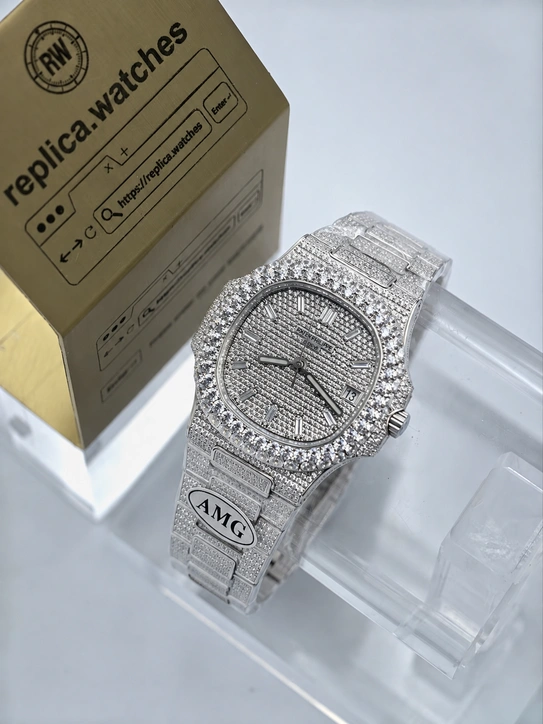 Patek Philippe Super Clone Watches 1:1 Nautilus 5711/1A-010 Full Iced Out CZ Stone 40mm