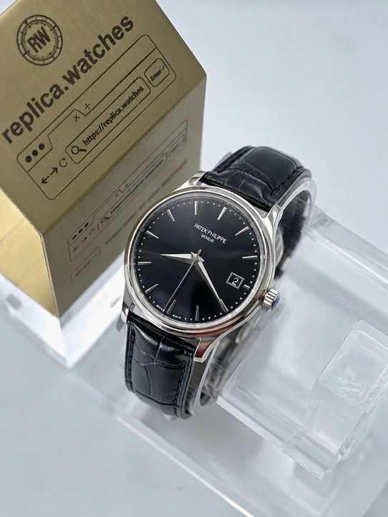 Patek Philippe Super Clone Watches 1:1 Calatrava 5227G-010 3KF Black Dial 39mm Leather Strap 324 SC