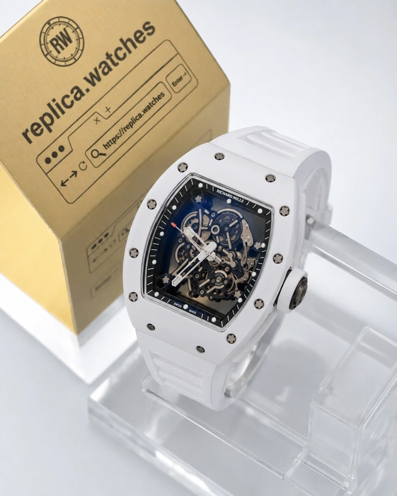 Richard Mille RM 055 Bubba Watson White Ceramic Super Clone Watch Skeletonized Dial RMUL2 Movement