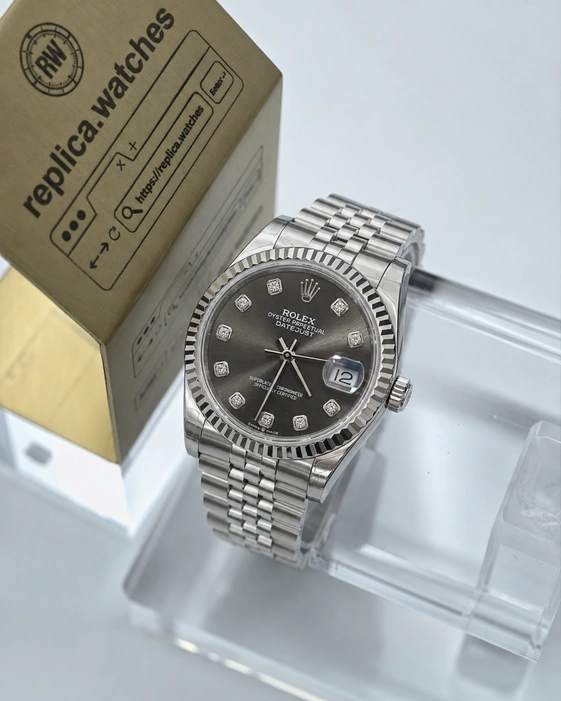 Super Clone Rolex Datejust 31mm M278274-0008 Dark Grey CZ Diamond Dial 904L
