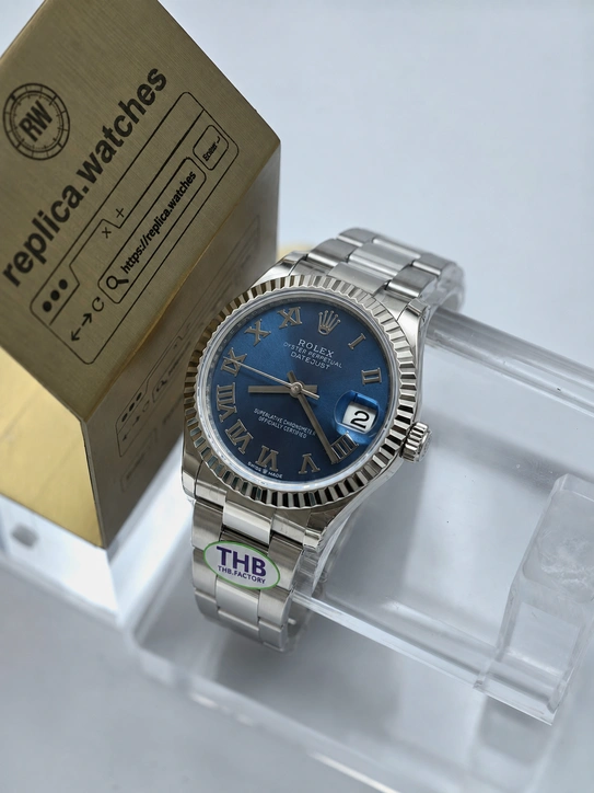 Super Clone Rolex Datejust 31mm M278274-0034 Blue Sunburst Dial Roman Numerals 904L Stainless Steel Luxury Watch