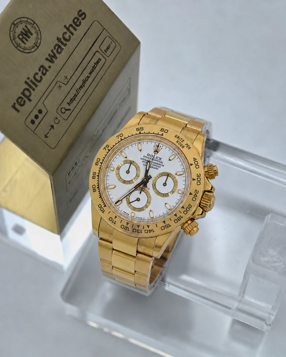 Rolex Daytona M116508-0001 Super Clone Watch 40mm White Dial Gold Finish Ceramic Bezel Mechanical Edition