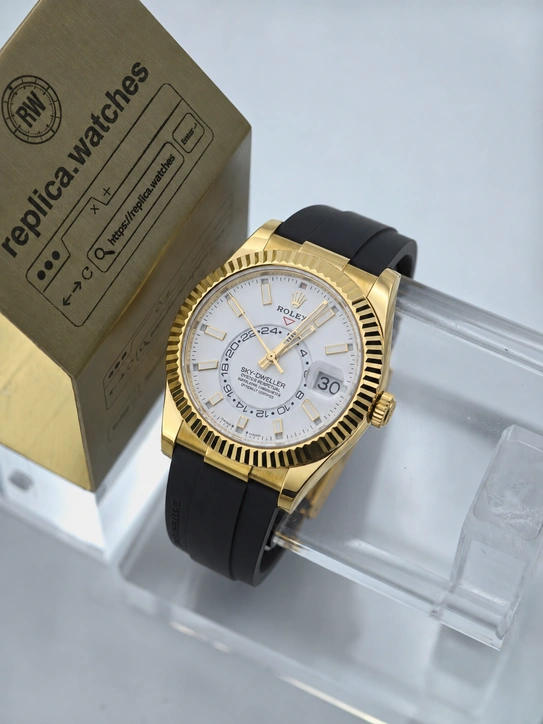 Rolex Sky-Dweller 42mm M336238-0003 Yellow Gold White Dial Super Clone Watch