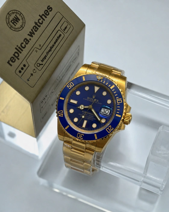 Rolex Submariner Date 40mm 116618LB Yellow Gold Blue Cerachrom Super Clone Cal.3135