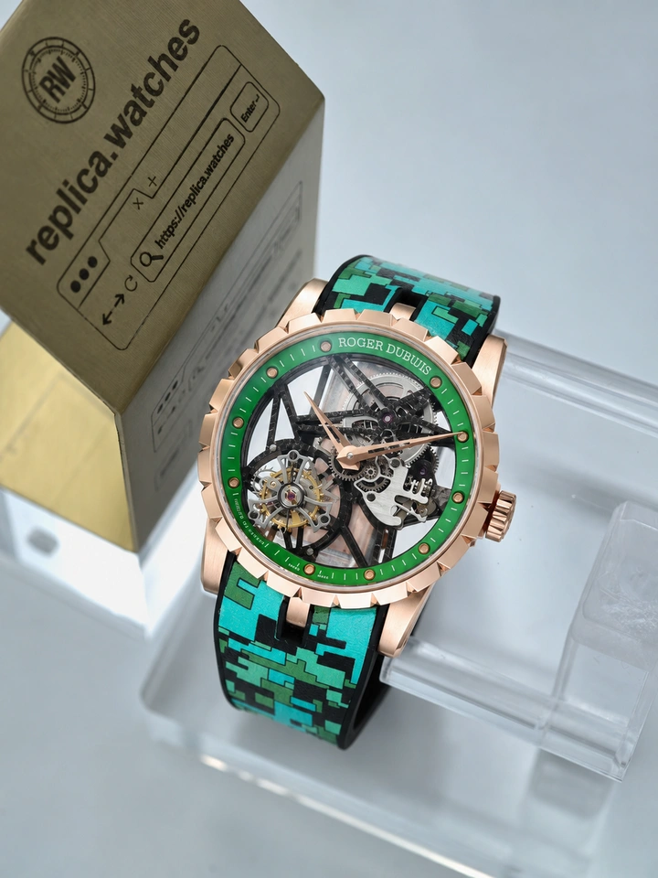 Roger Dubuis Super Clone Watches 1:1 Excalibur RDDBEX0939 Rose Gold Skeleton Flying Tourbillon 42mm