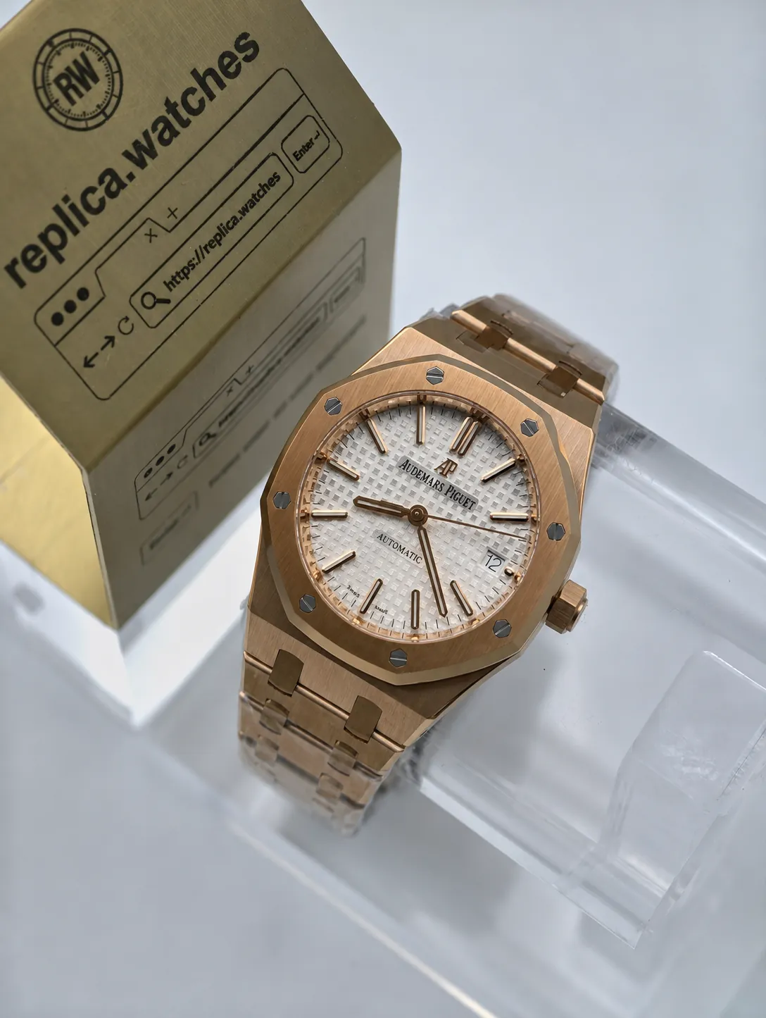 Replica Audemars Piguet Royal Oak 15450OR.OO.1256OR.01 Silver Dial 37mm IP Factory Watch