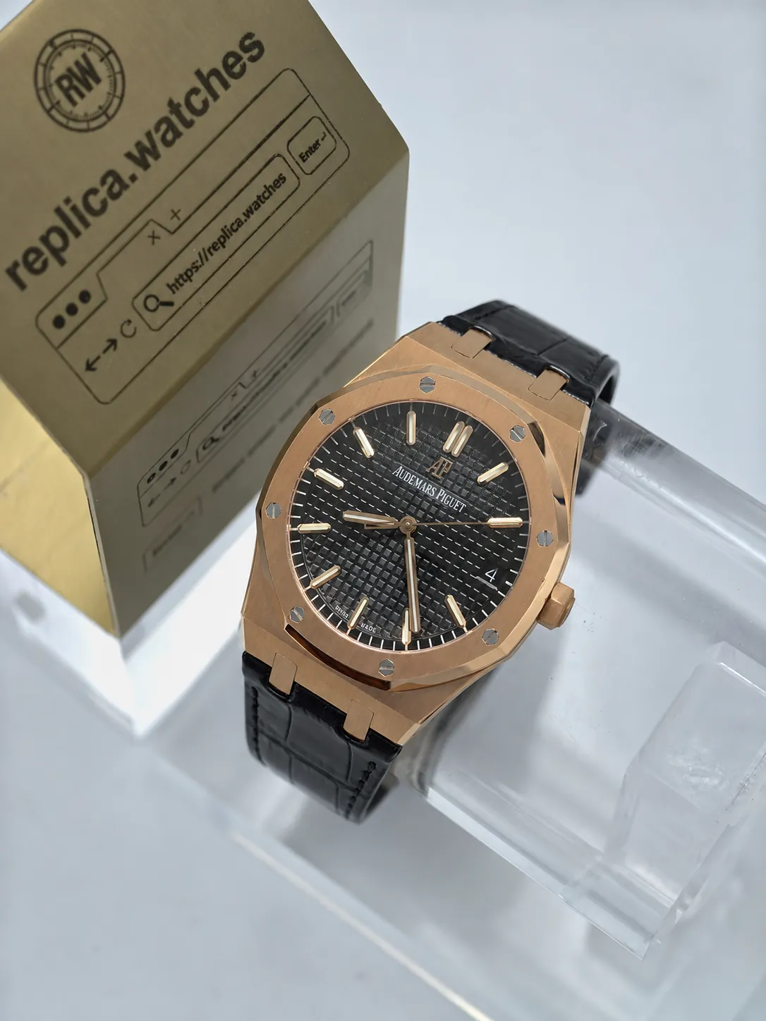 Replica Audemars Piguet Royal Oak 15500OR.OO.D002CR.01 Black Dial 41mm IP Factory Watch