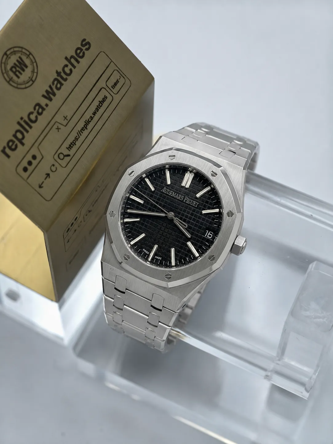 Replica Audemars Piguet Royal Oak 41mm 15510ST.OO.1320ST.07 4302 Movement Steel Black Grande Tapisserie DDF Factory