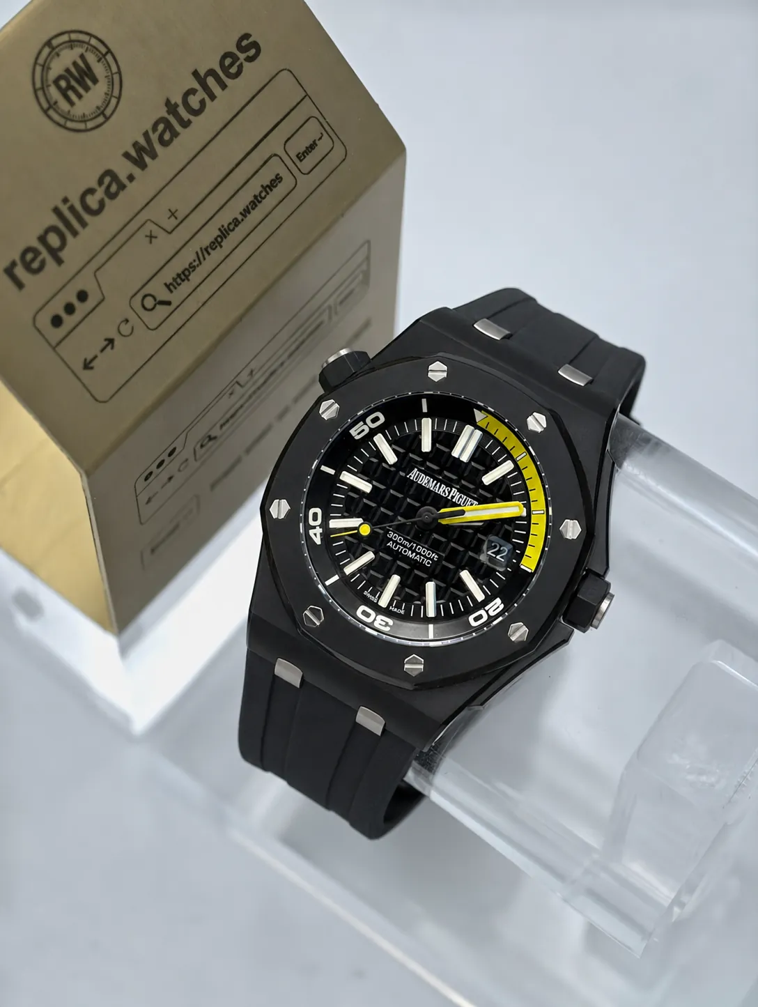 Audemars Piguet Royal Oak Offshore Replica 15706AU.OO.A002CA.01 42mm Black Carbon Yellow Dive 3120 BF Watch