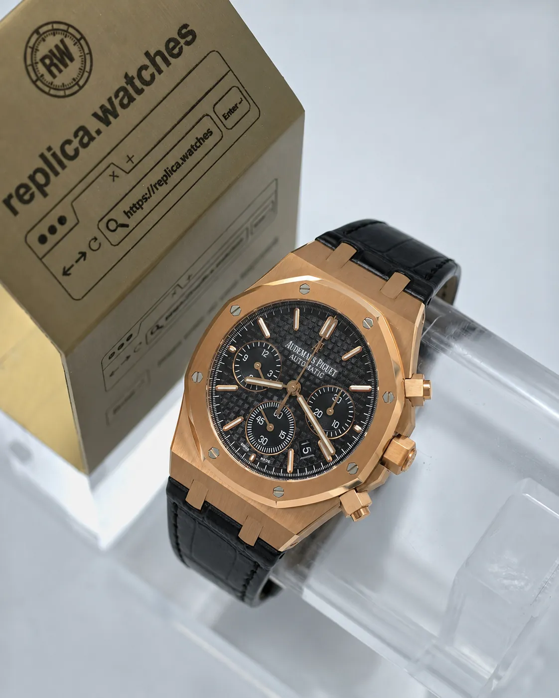 Replica Audemars Piguet Royal Oak 26320OR.OO.D002CR.01 Black Dial 41mm IP Factory Watch