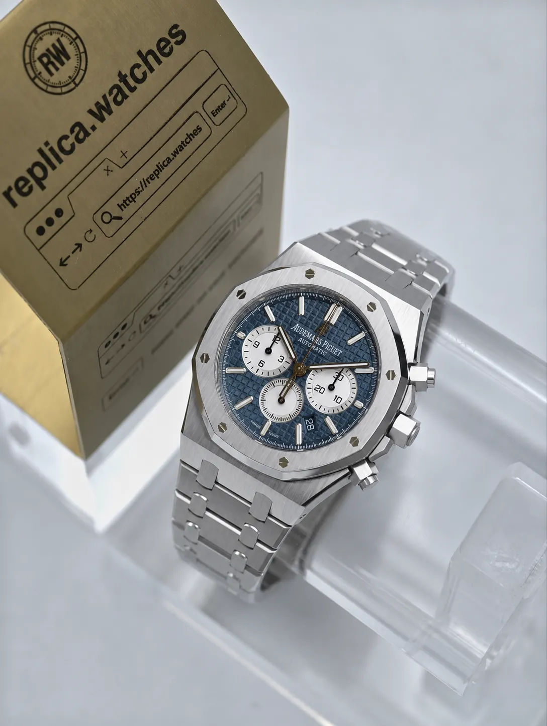 Replica Audemars Piguet Royal Oak 26331ST.OO.1220ST.01 41mm Blue Grid Silver Sub-dial 2385 Steel Watch