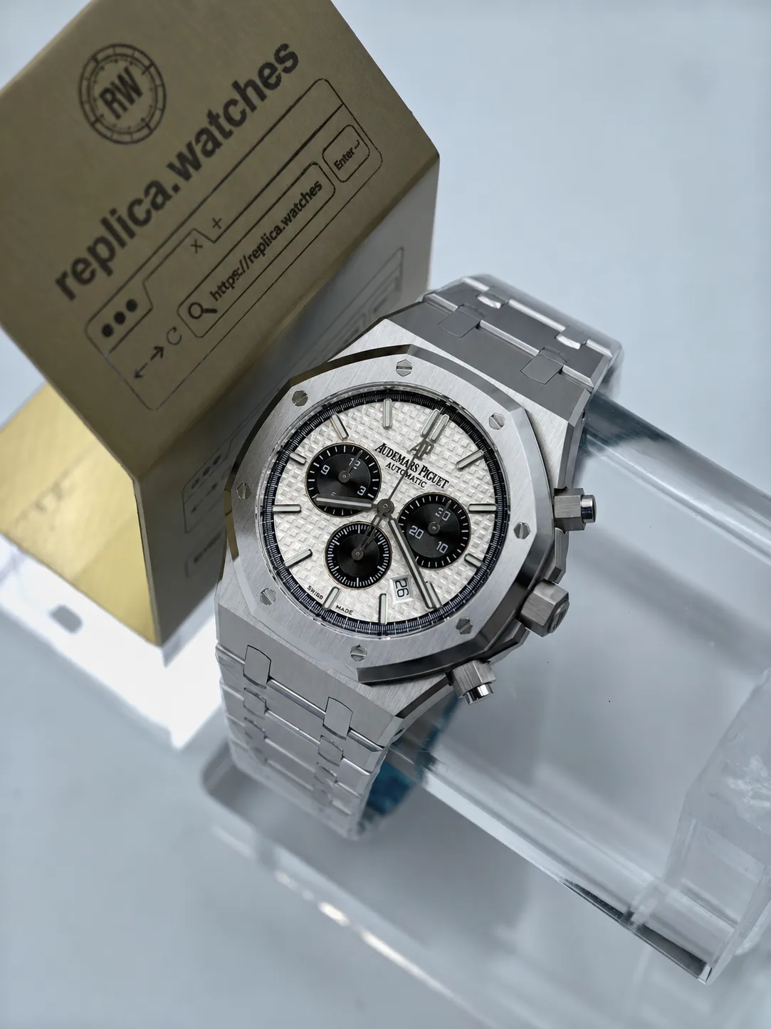 Replica Audemars Piguet Royal Oak 26331ST OO 1220ST 03 41mm Silver Grande Tapisserie Dial APW Factory Watch