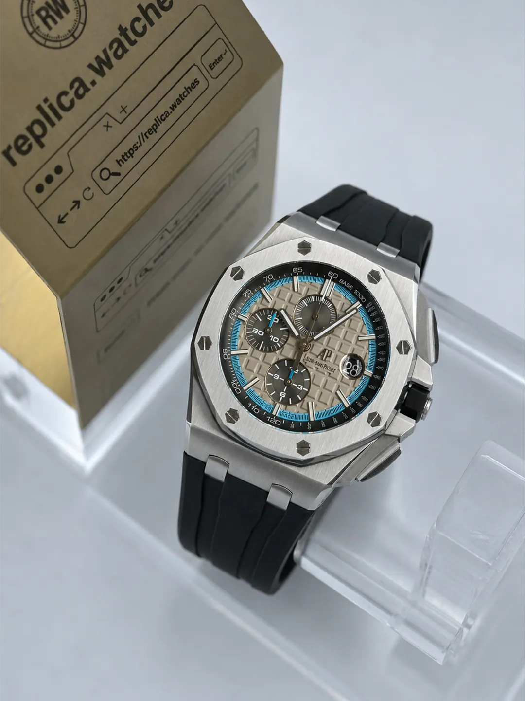 Replica Audemars Piguet Royal Oak Offshore 26417BC.OO.A002CR.01 44mm Grey Tapisserie Blue Detail 3126 Movement Watch