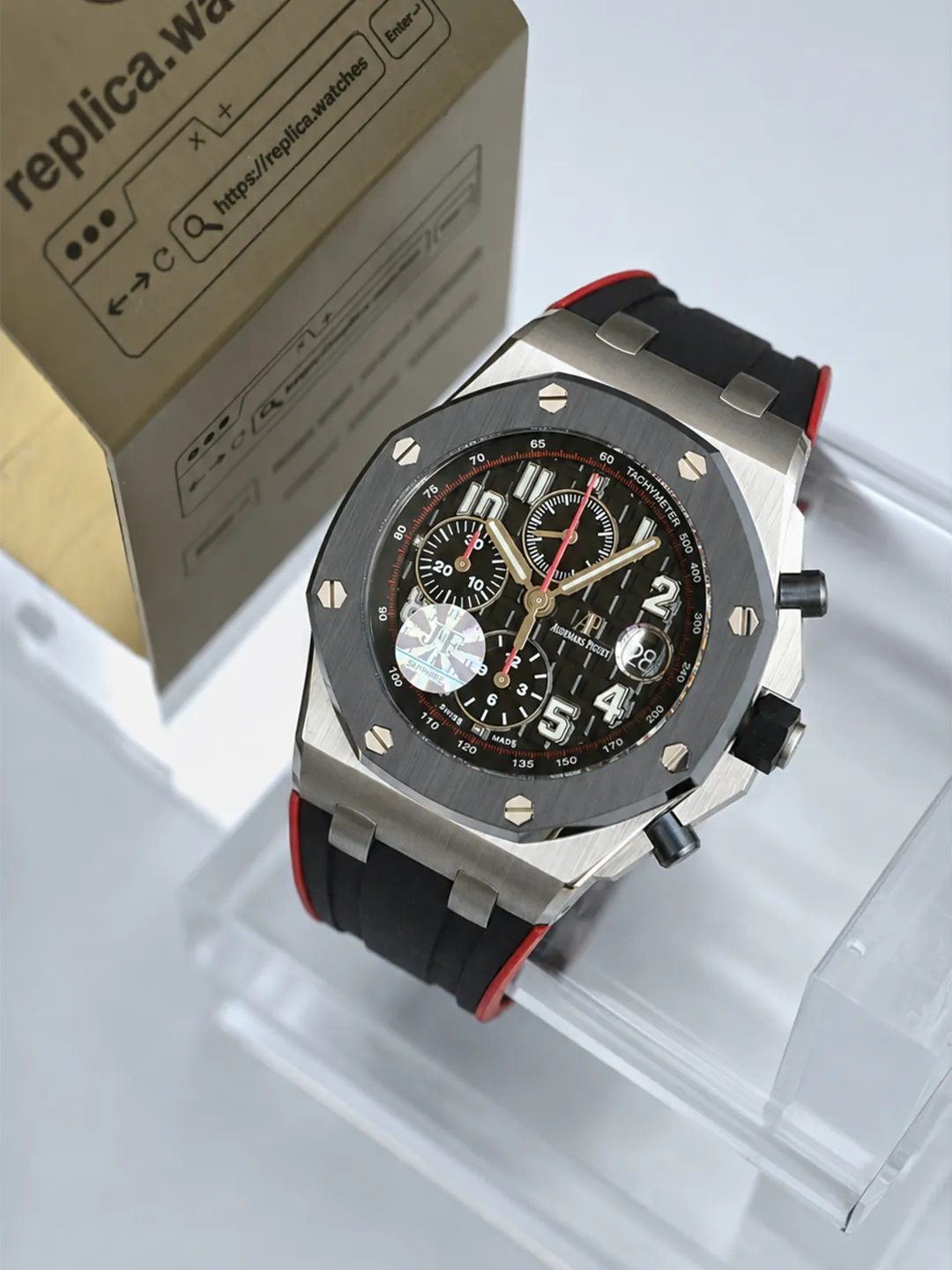 Replica AP Royal Oak Offshore 26470SO.OO.A002CA.01 42mm Black Ceramic Red Detail 3126 JF Watch