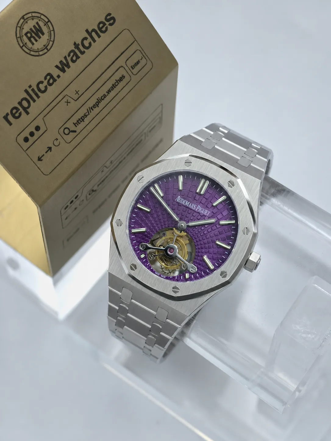 Replica Audemars Piguet Royal Oak 26522ST.OO.1220ST.01 Purple Dial Tourbillon 41mm R8 Factory Watch