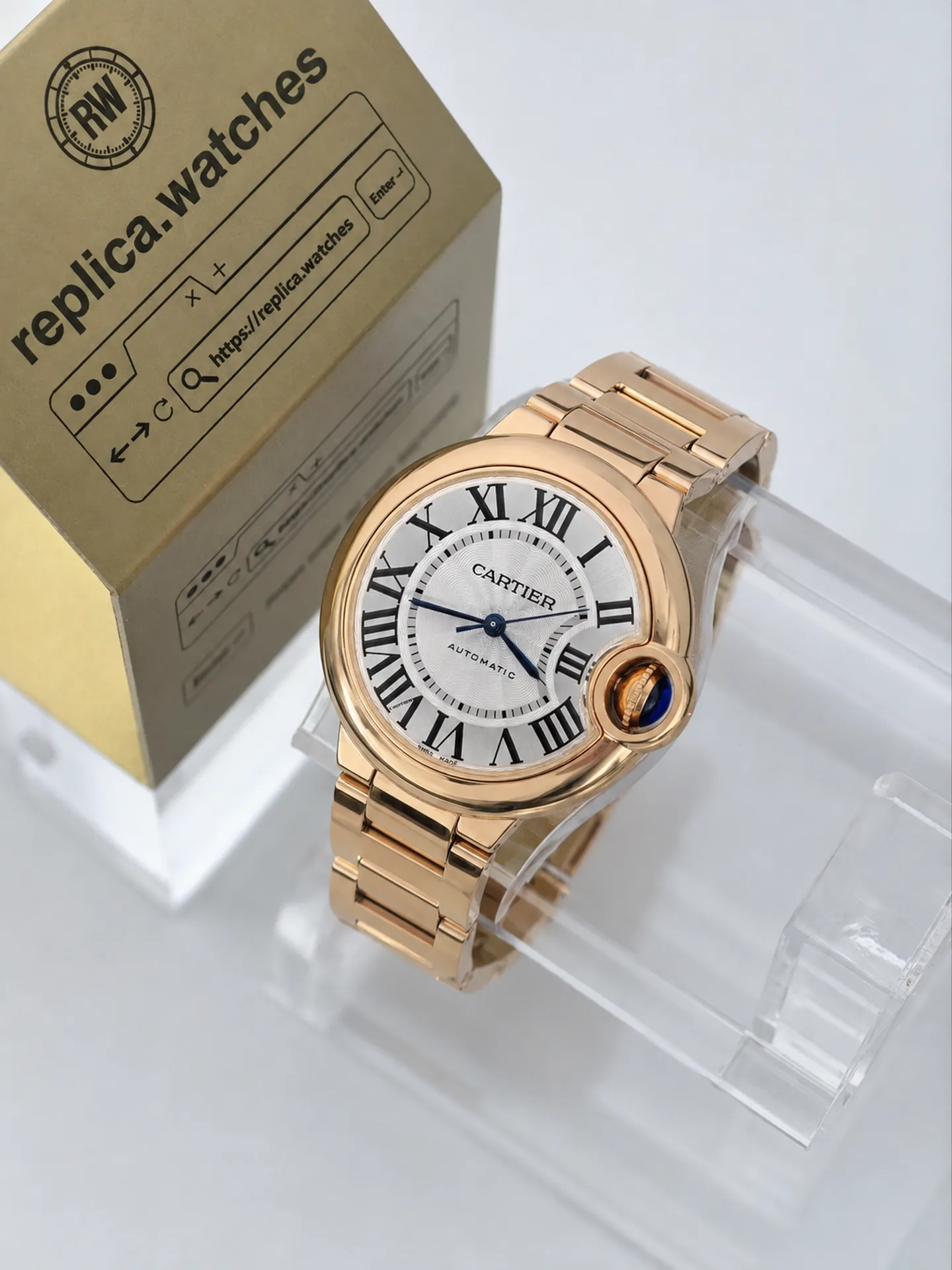 Replica Cartier Ballon Bleu W69004Z2 Silver Dial 33mm Rose Gold A Factory Watch