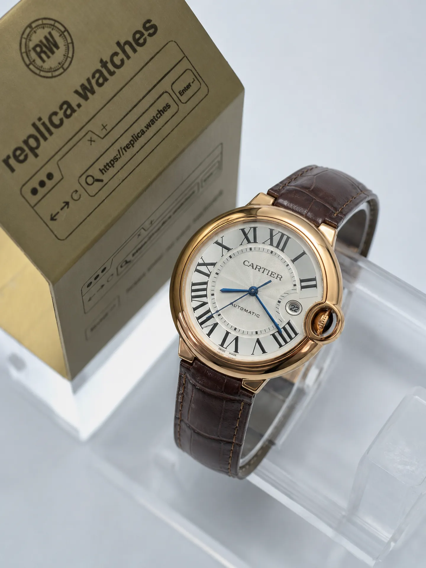 Replica Cartier Ballon Bleu W6900651 Silver Roman Dial 42mm Rose Gold A Factory Watch