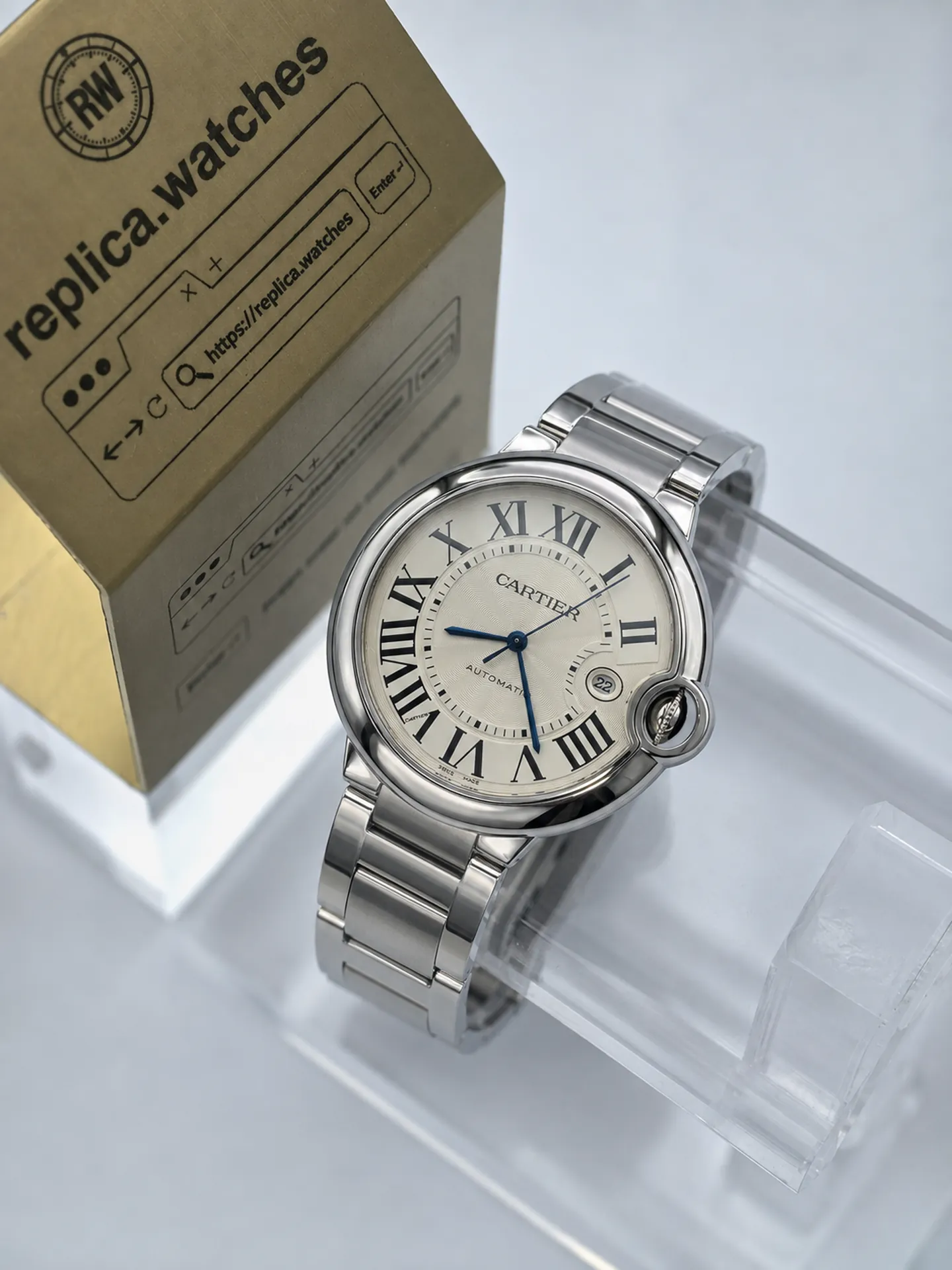 Replica Cartier Ballon Bleu WSBB0049 Silver Dial 42mm Steel Automatic Watch
