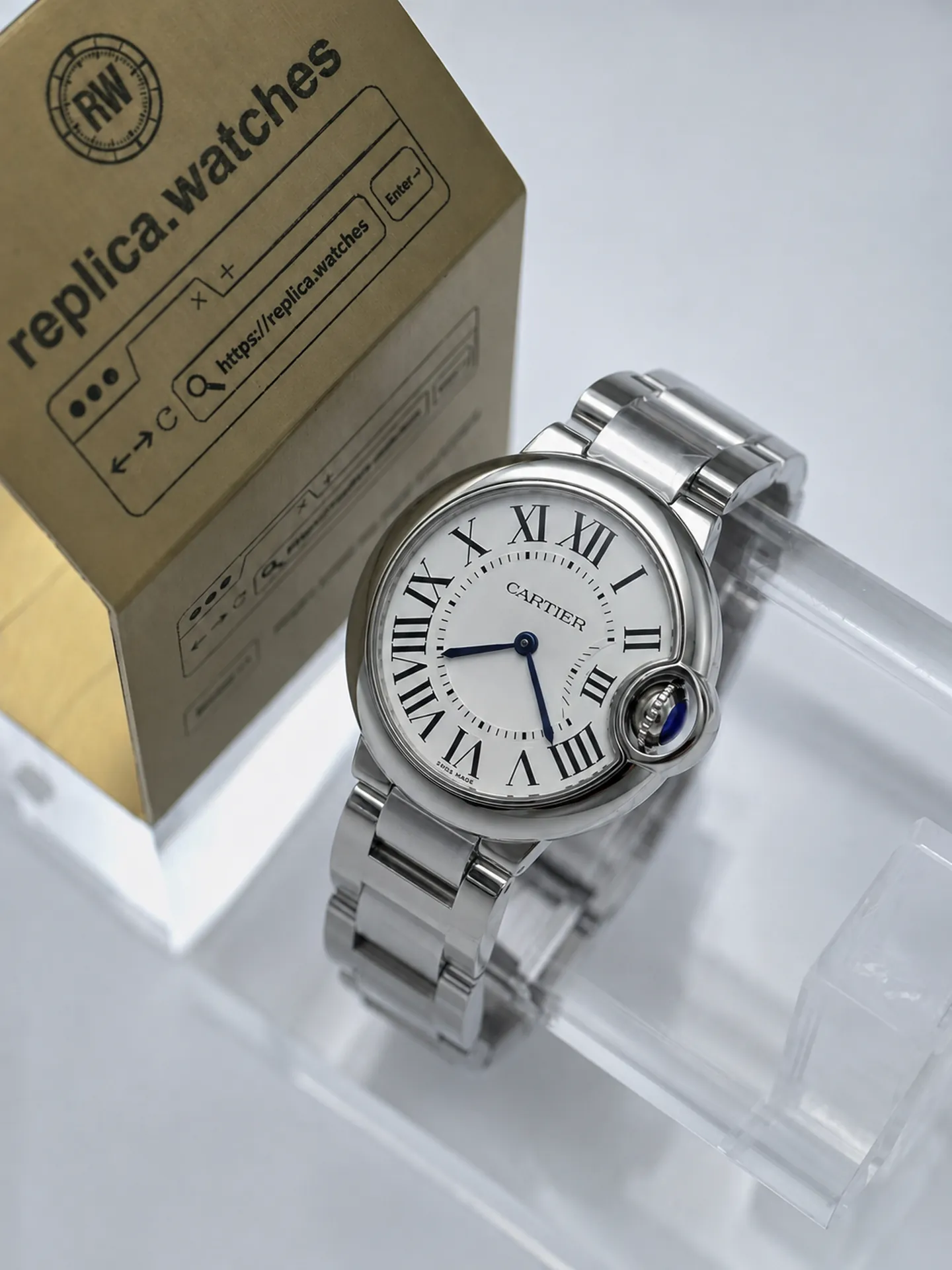 Replica Cartier Ballon Bleu WSBB0073 Silver Dial 28mm Steel Quartz Watch