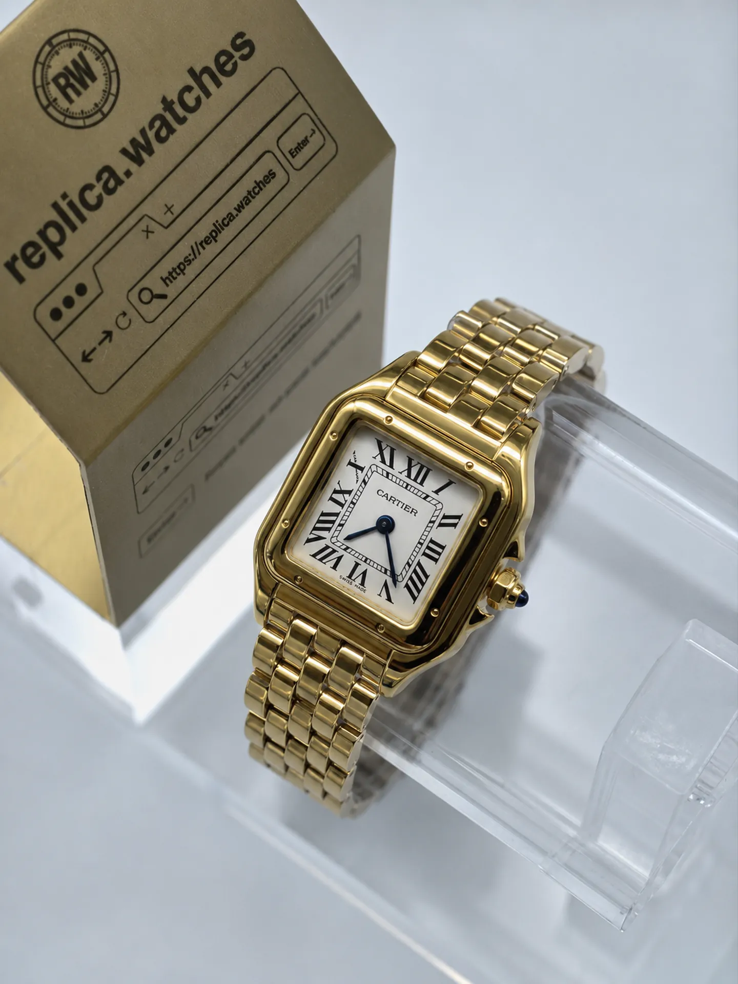 Replica Cartier Panthere WGPN0008 Silver Dial 22mm Yellow Gold Watch