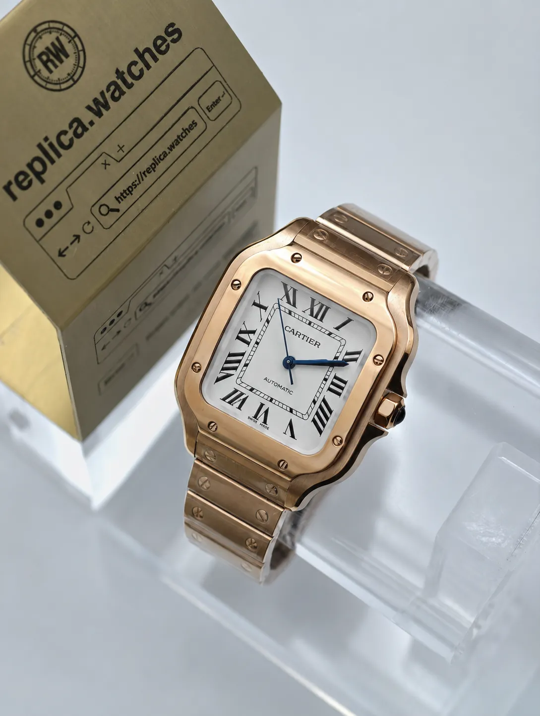 Replica Cartier Santos de Cartier WGSA0031 41.9×35.1mm Rose Gold 1847 MC BVF Mechanical Watch