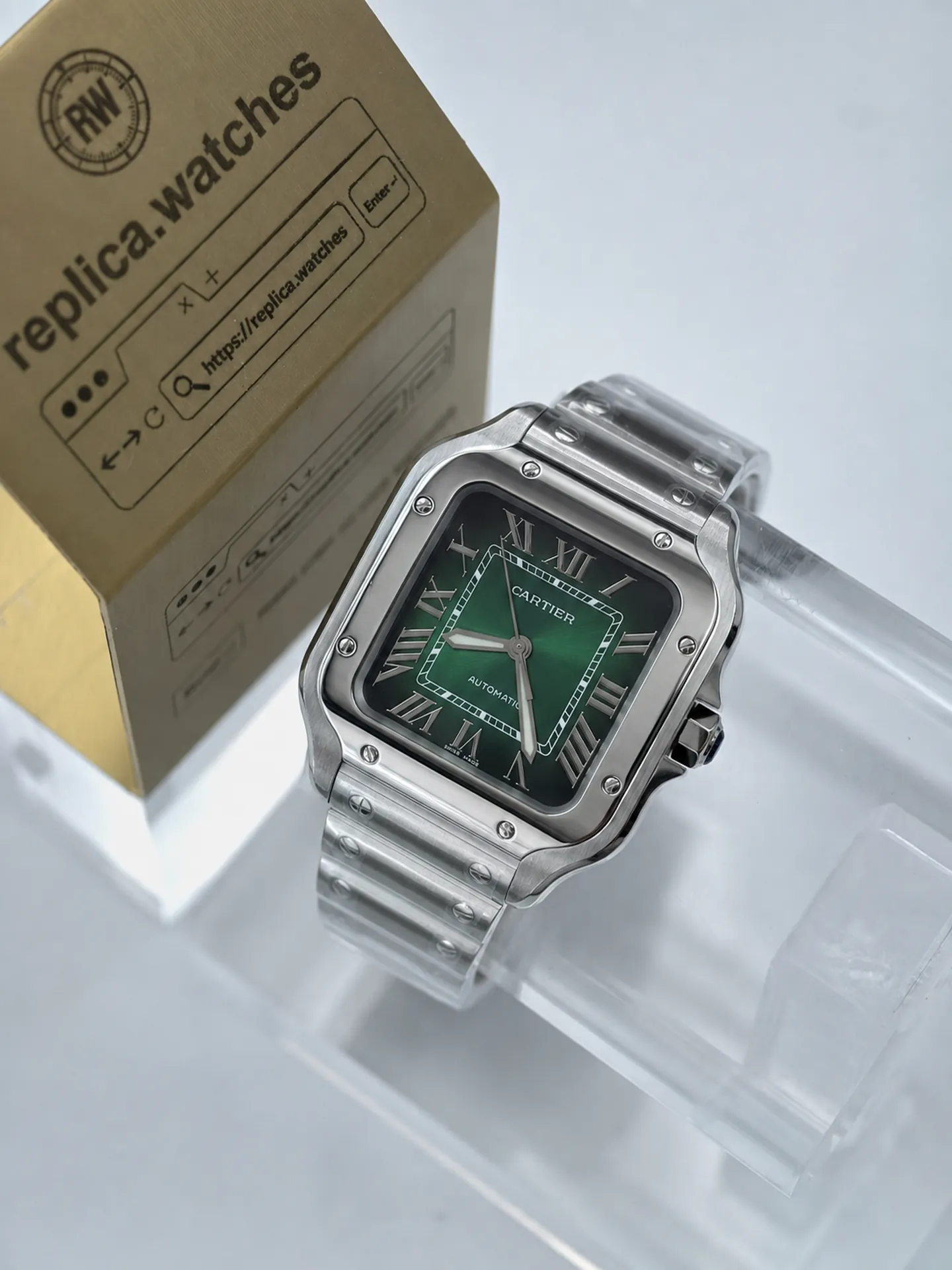 Replica Cartier Santos WSSA0061 Green Gradient Dial 35mm Steel Watch