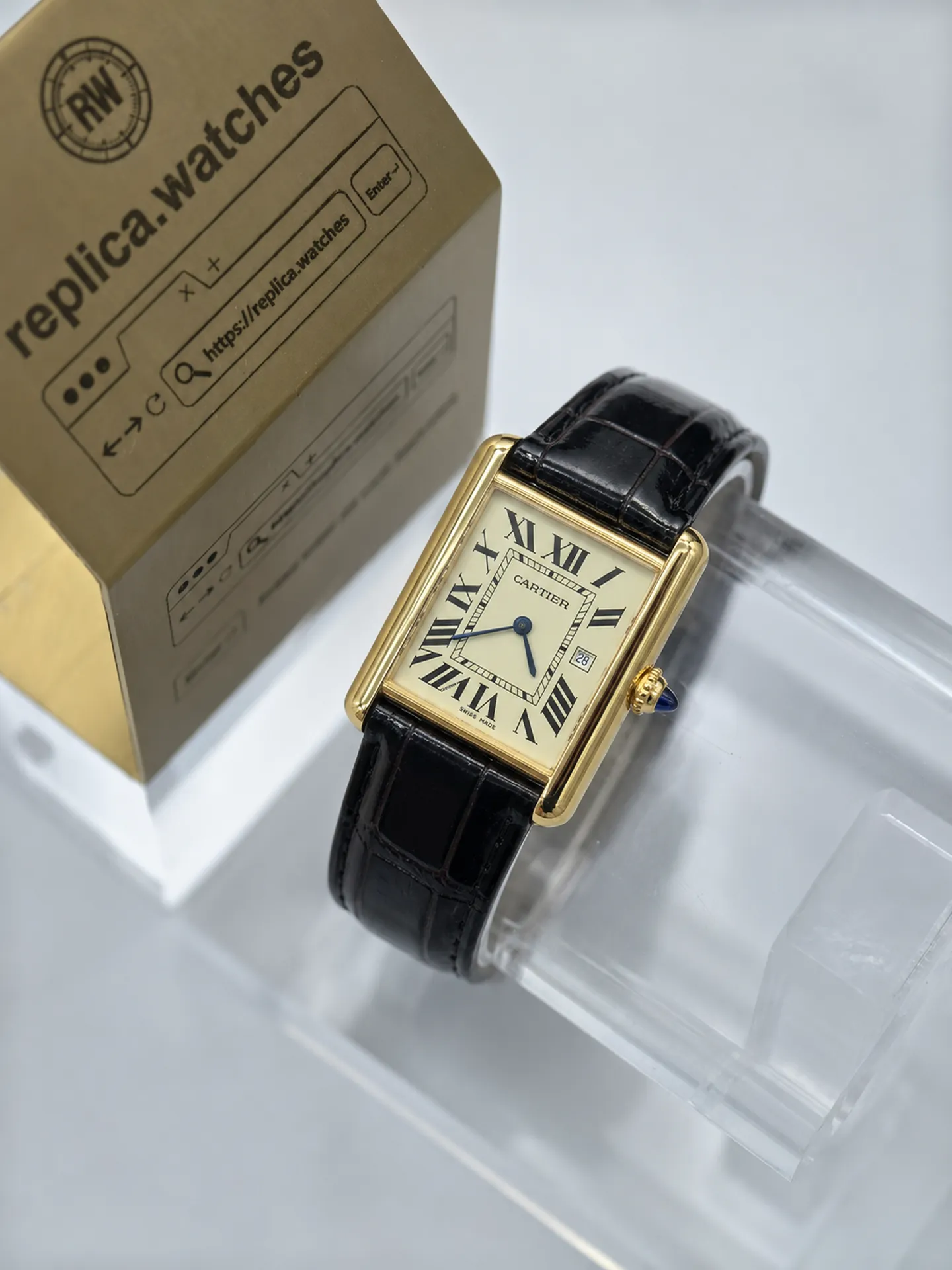 Replica Cartier Tank Louis W1529756 Silver Roman Dial 33.7mm Yellow Gold Watch