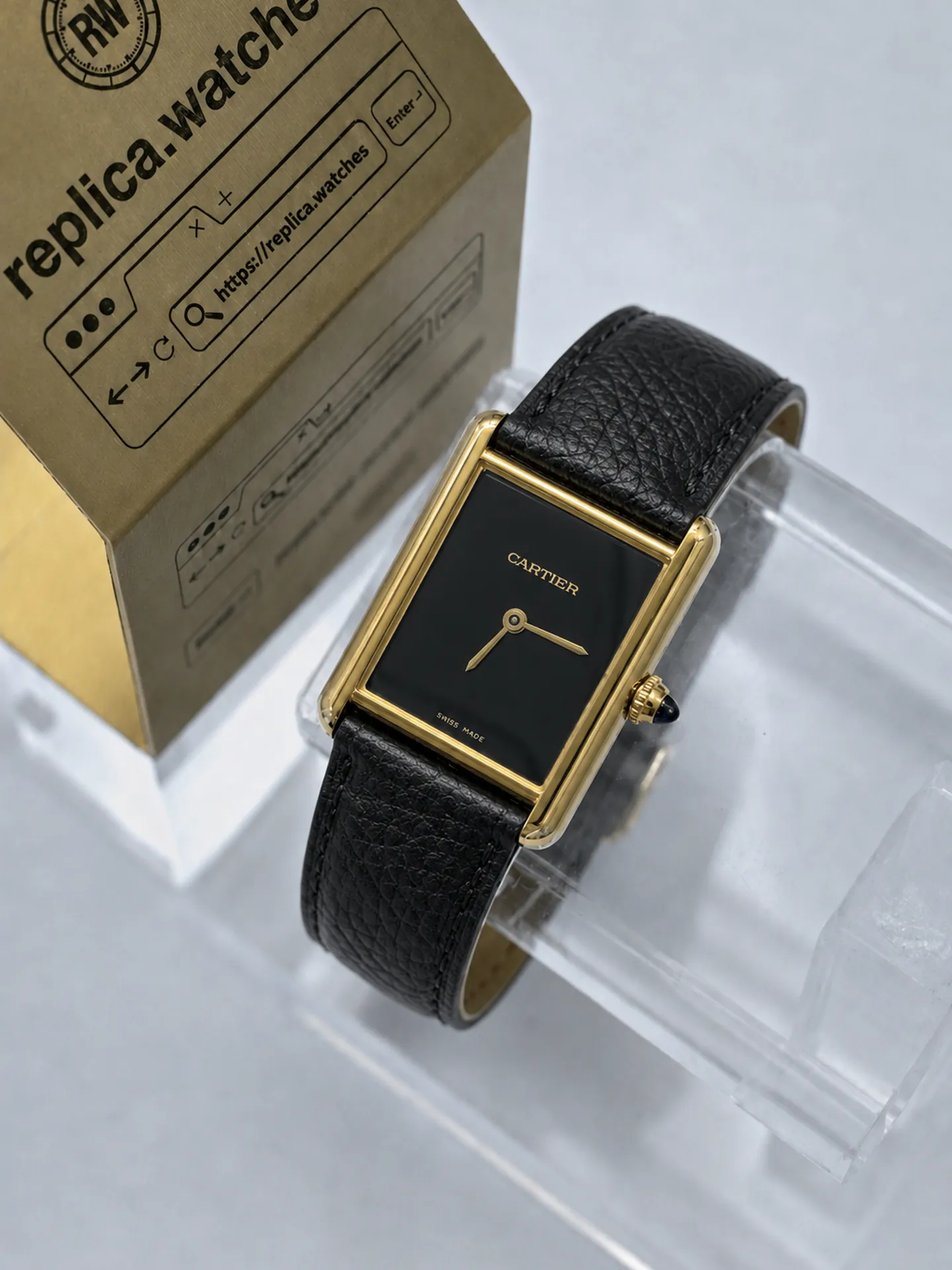 Replica Cartier Tank Louis WGTA0160 Black Dial 33.7mm Yellow Gold Watch