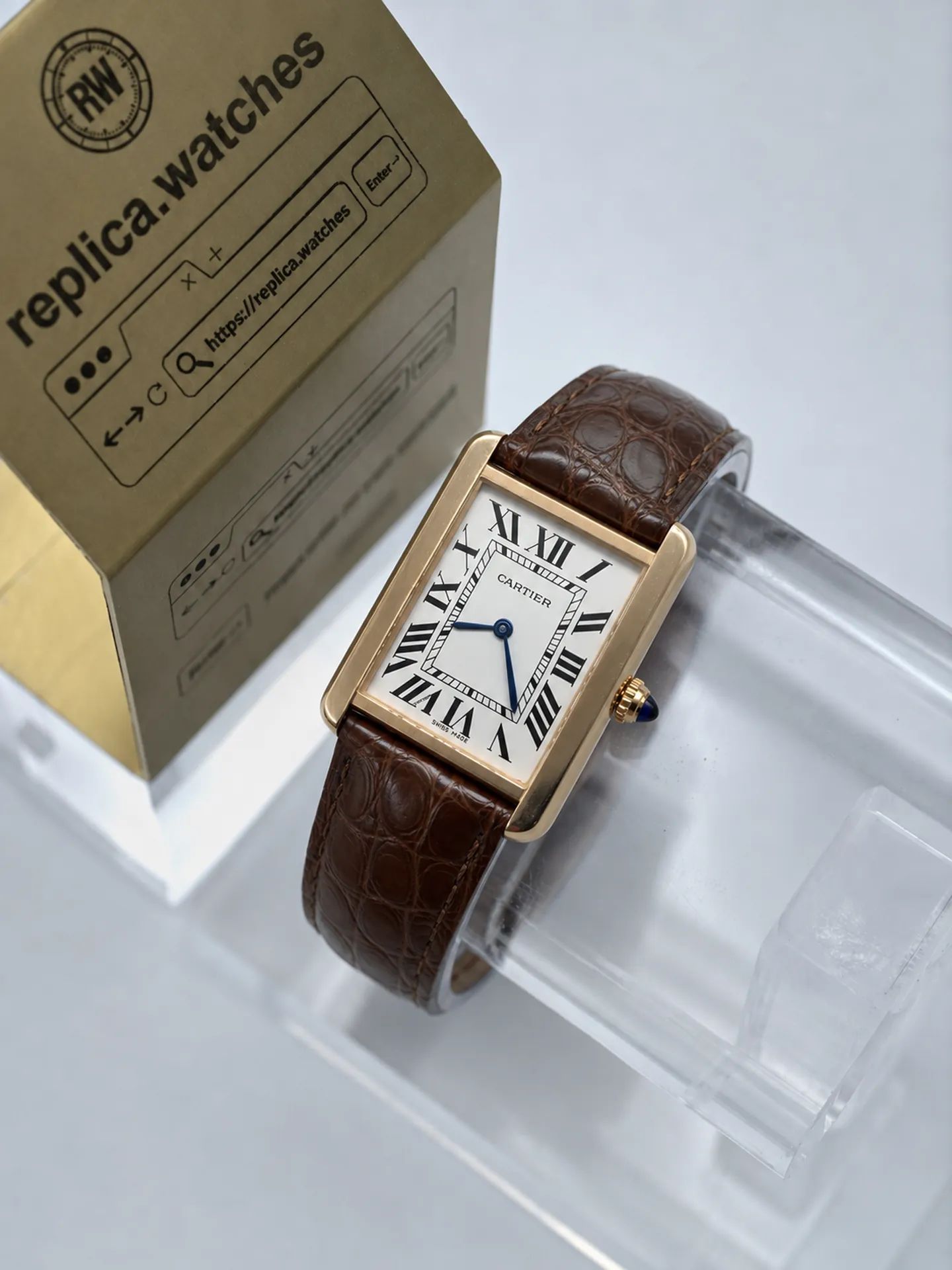 Replica Cartier Tank Solo W5200025 Silver Roman Dial 27mm Steel Rose Gold Watch