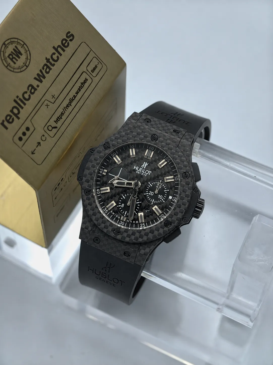 Replica Hublot Big Bang All Black Carbon 301.QX.1740.RX 44mm Carbon Dial 7750 HBF Watch