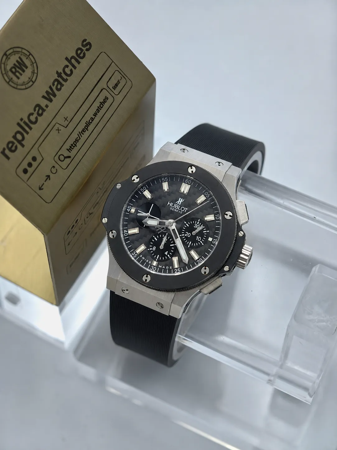 Replica Hublot Big Bang 301.SM.1770.RX 44mm Steel Black Ceramic Carbon Fiber 4100 HBF Watch