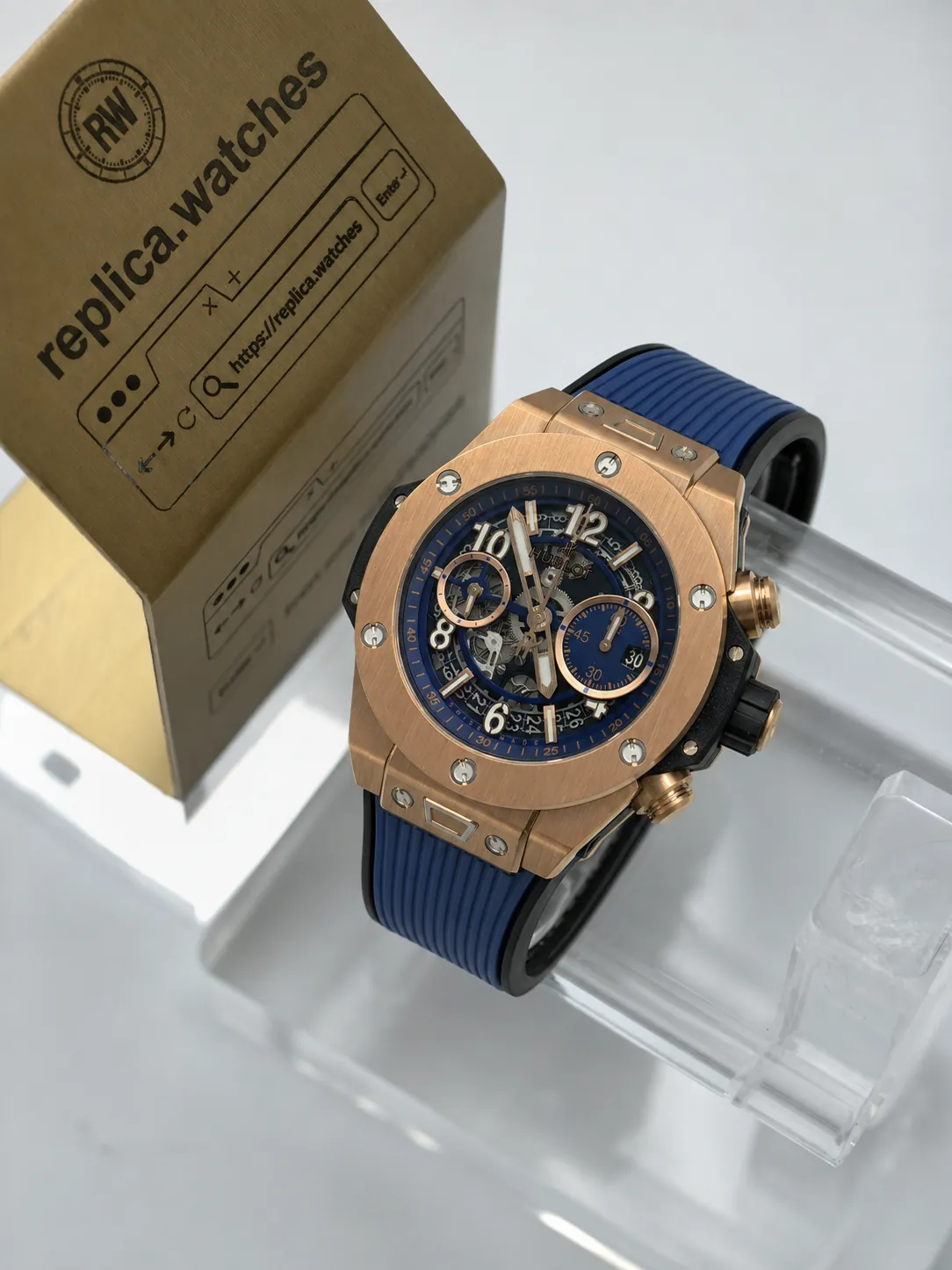Replica Hublot Big Bang Unico 441.OX.5181.RX 42mm Blue Skeleton HUB1280 King Gold BB Factory Watch