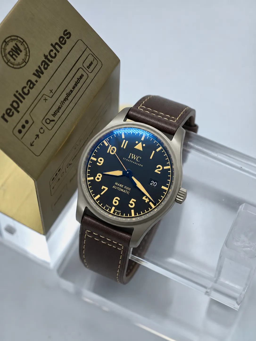 Replica IWC Pilot Mark XVIII Heritage IW327006 Black Dial 40mm Titanium V7 Factory Watch SW300