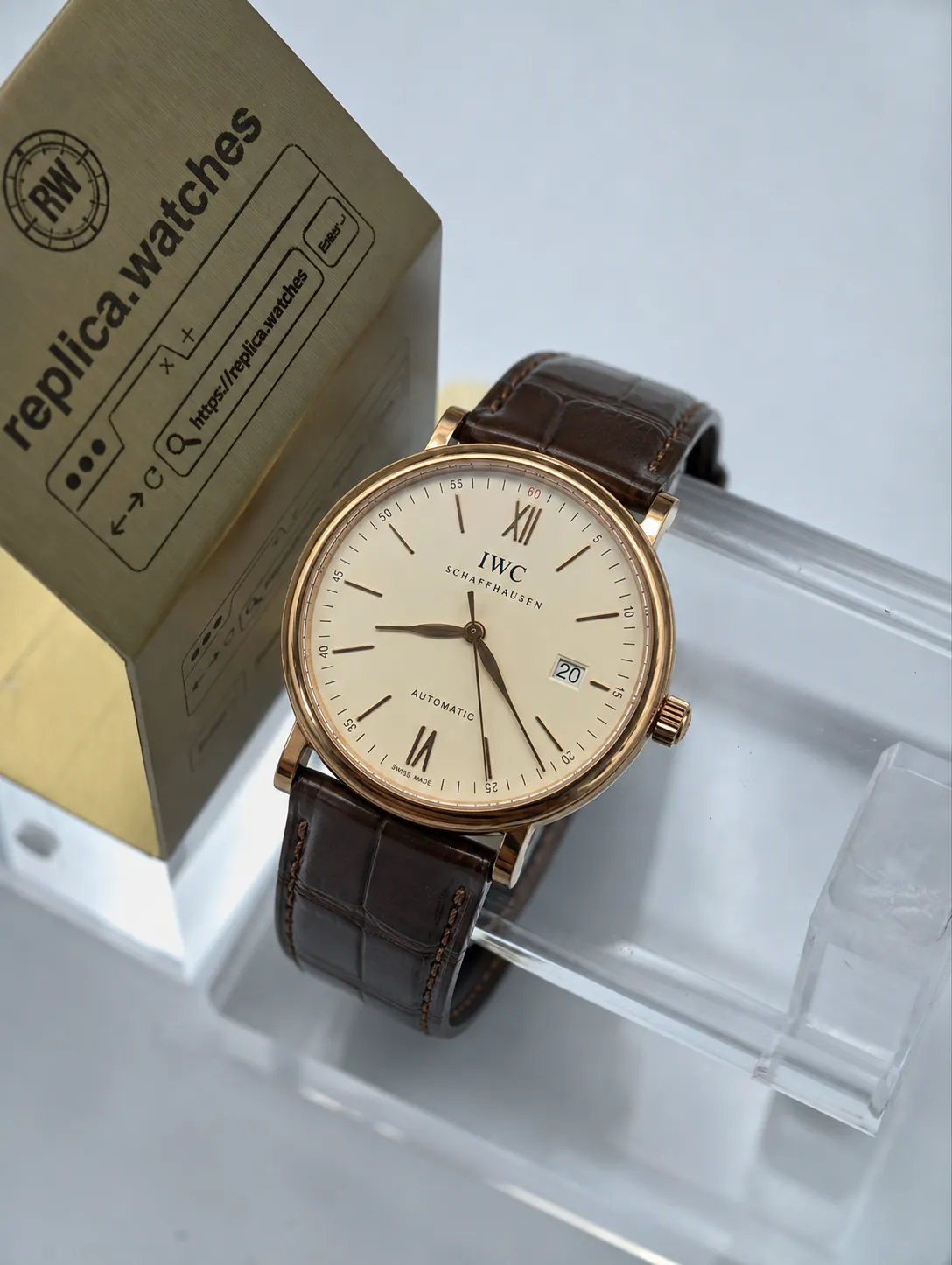 Replica IWC Portofino Automatic IW356504 Silver Dial 40mm Rose Gold V7 Factory Watch